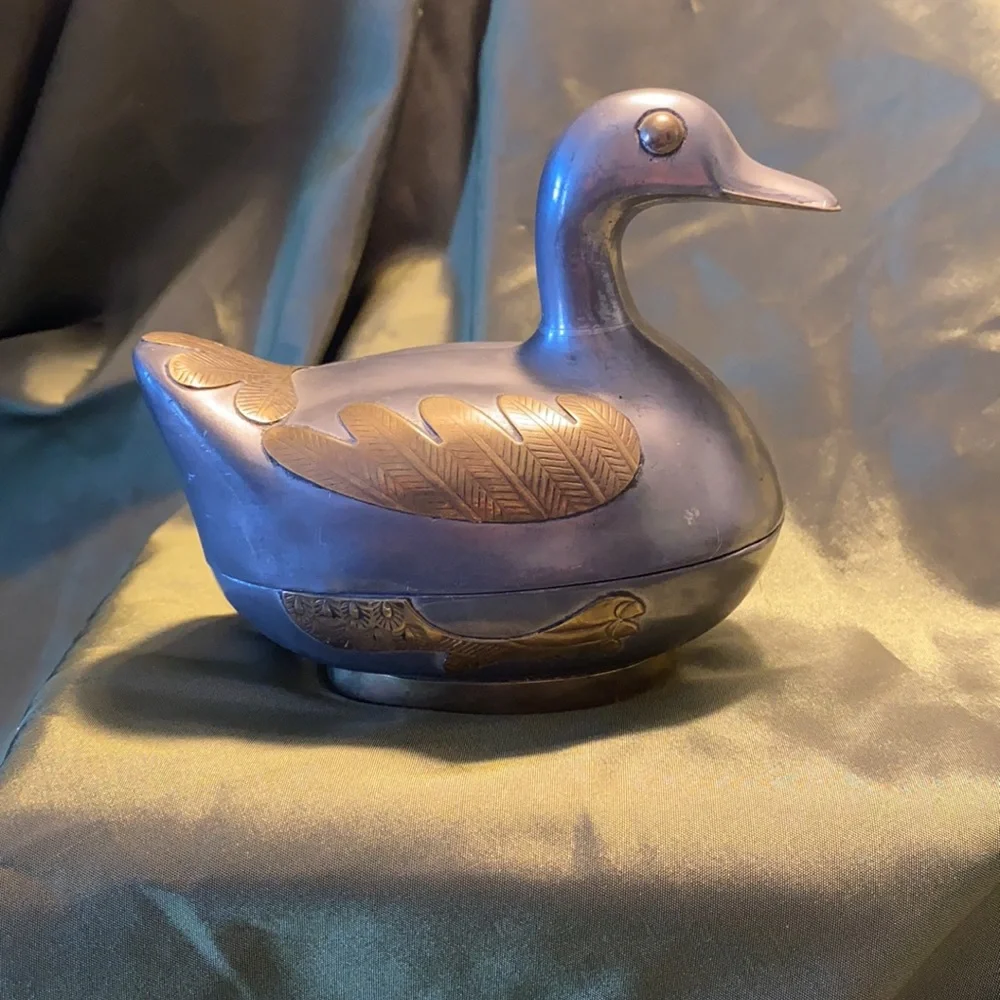 Brass and pewter Duck box.